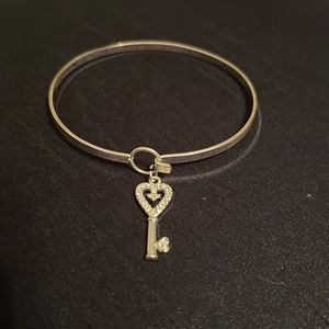 Silver heart key bracelet